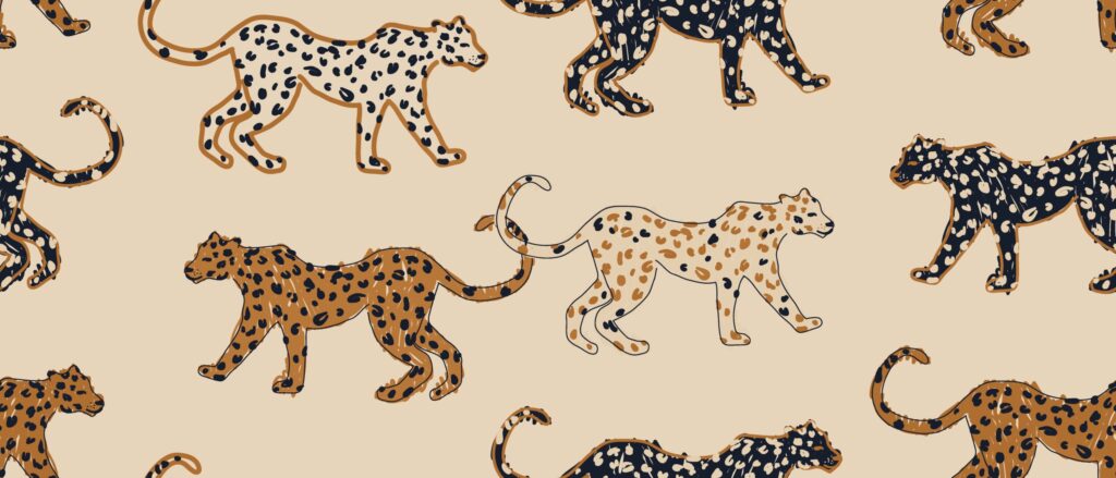 ToF Behang boho handgetekend abstract patroon met luipaarden