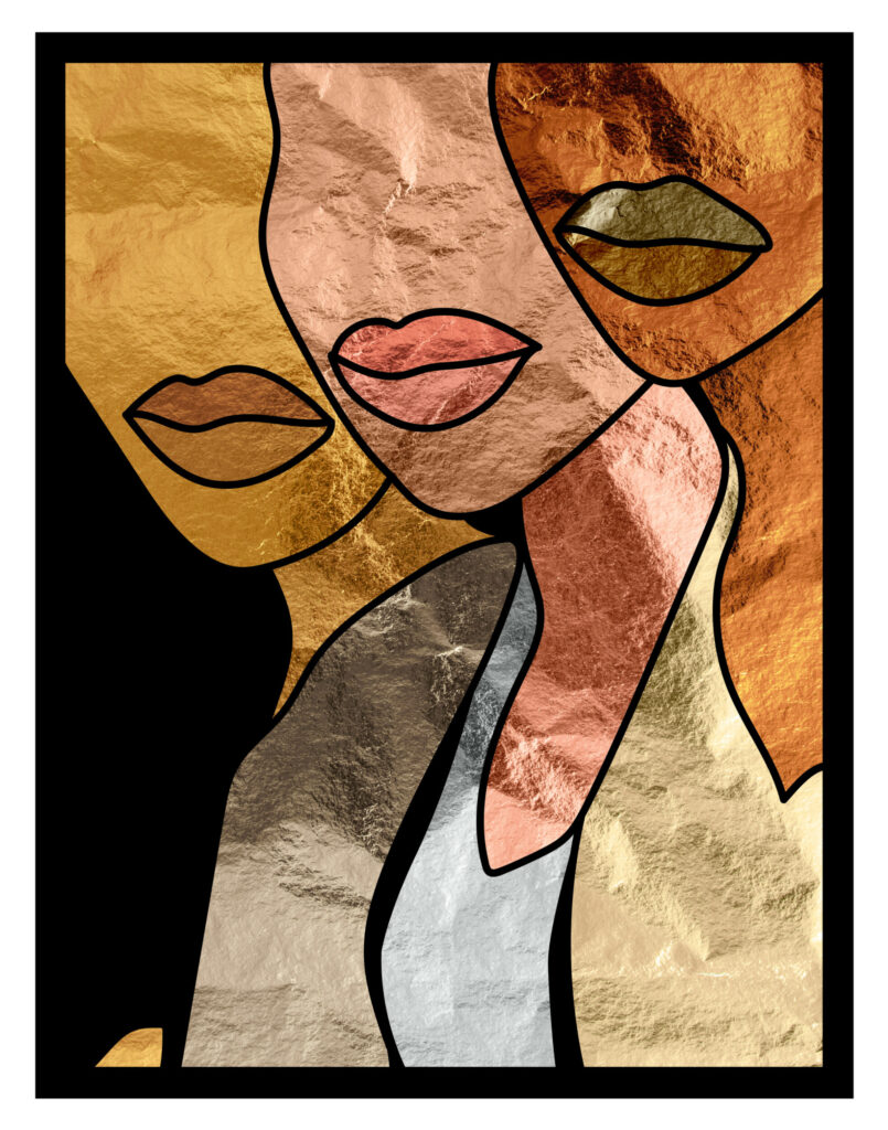 ToF Behang kunst illustratie abstracte tekening drie vrouwen gezichten