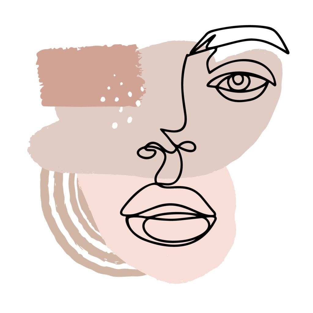 ToF Behang kunst minimalistisch vrouwelijk gezicht
