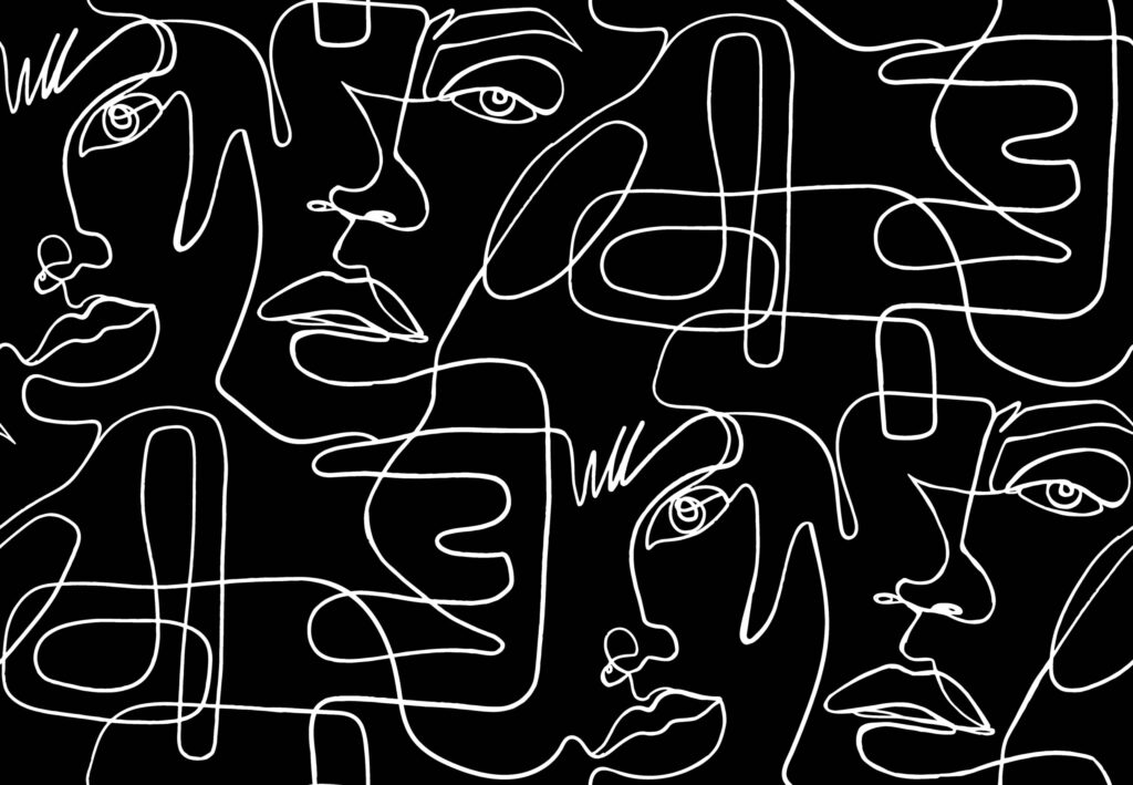 ToF Behang kunst vrouwelijke gezichten in zwart-wit