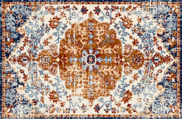ToF Behang vintage blauw-oranje tapijt