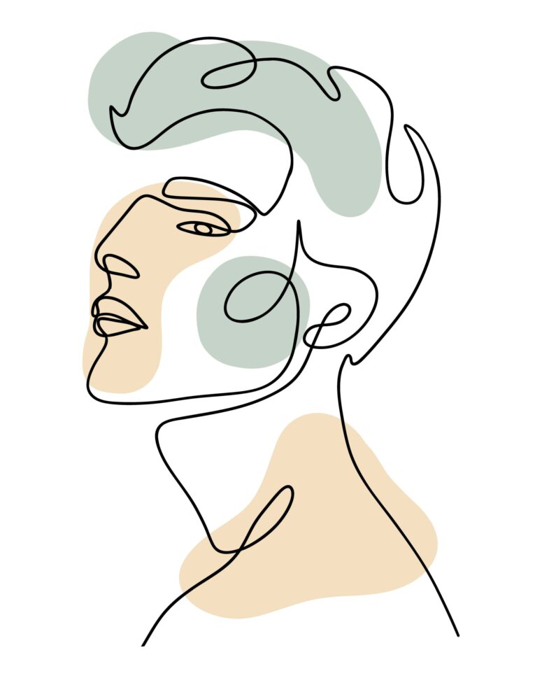 ToF Behang kunst portret man met doorlopende lijn