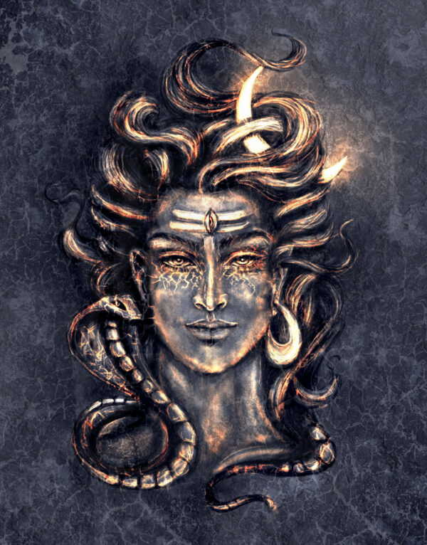 ToF Fotobehang cultuur schetsbeeld van Shiva's hoofd als symbool van het Shivaïsme-Hindoeïsme