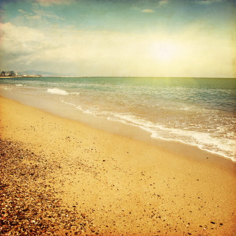 ToF Fotobehang retro vintage strand in Barcelona