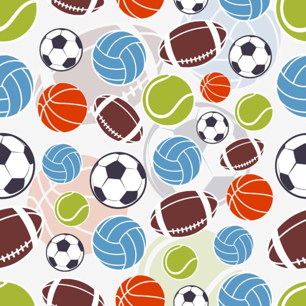 ToF Behang sport kleurrijke ballen logo's en embleem