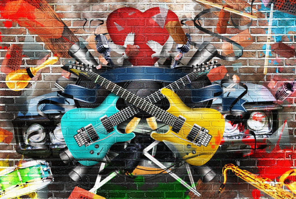 ToF Behang graffiti muziekinstrumenten
