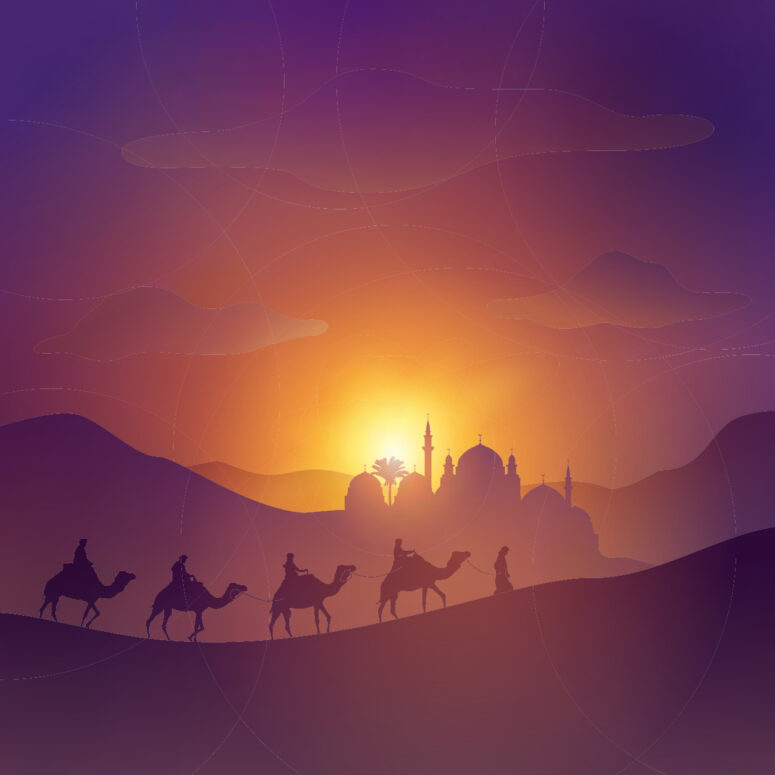 ToF Behang cultuur woestijn Arabisch landschap met moskee