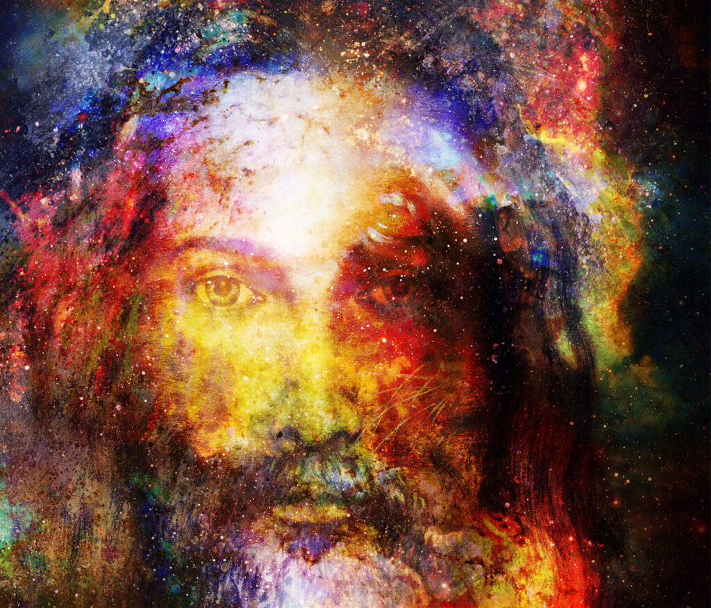 ToF Fotobehang cultuur Jezus Christus geschilderd met stralende kleur