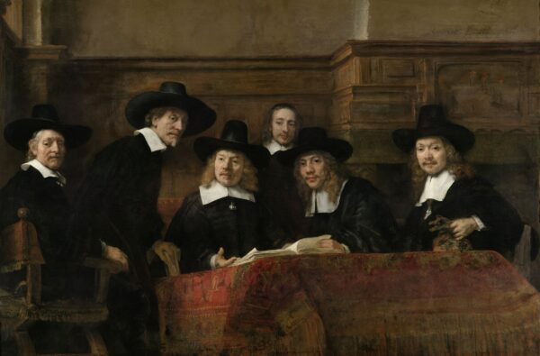 ToF Behang schilderij De staalmeesters, Rembrandt van Rijn