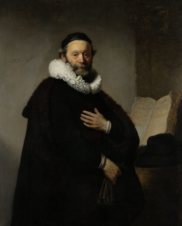 ToF Behang schilderij Portret van Johannes Wtenbogaert, Rembrandt van Rijn