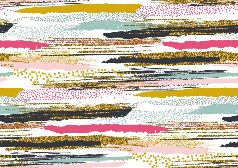 ToF Behang bohemian patroon met hand getekende goud glitter