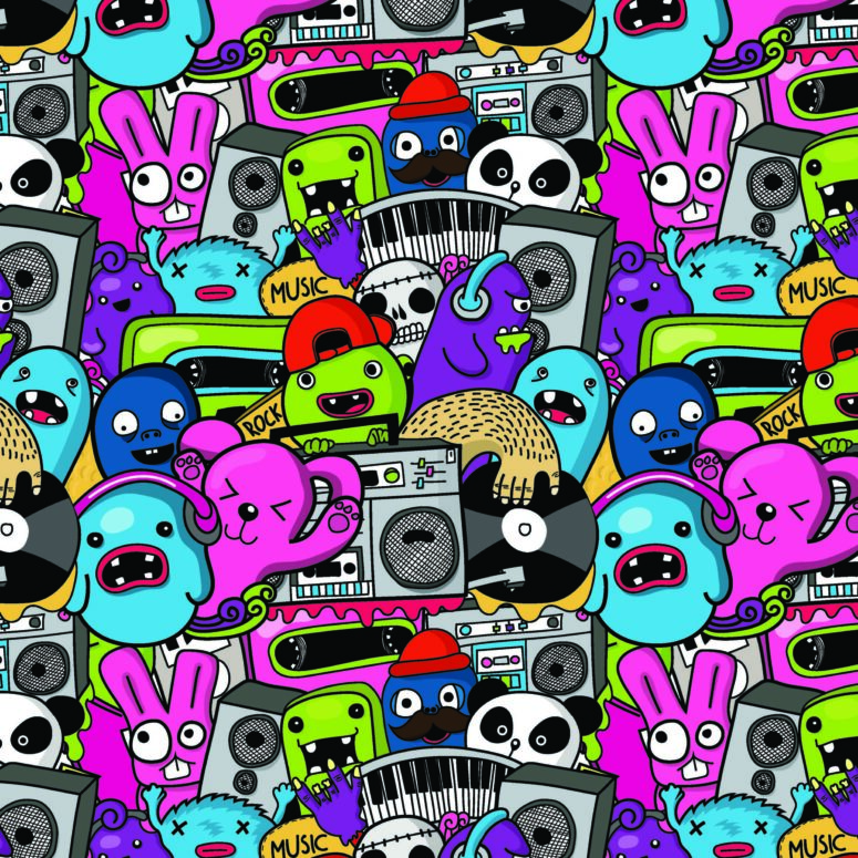 ToF Behang graffiti gekleurde poppetjes