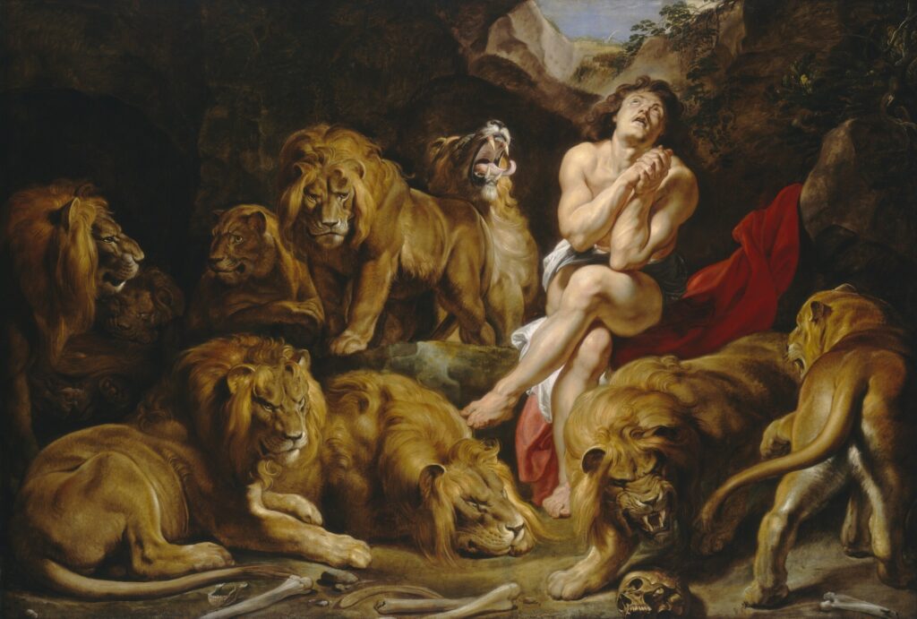 ToF Behang schilderij Daniël in de leeuwenkuil, Peter Paul Rubens