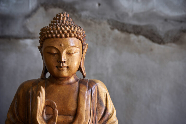 ToF Fotobehang Boeddha beeld hout