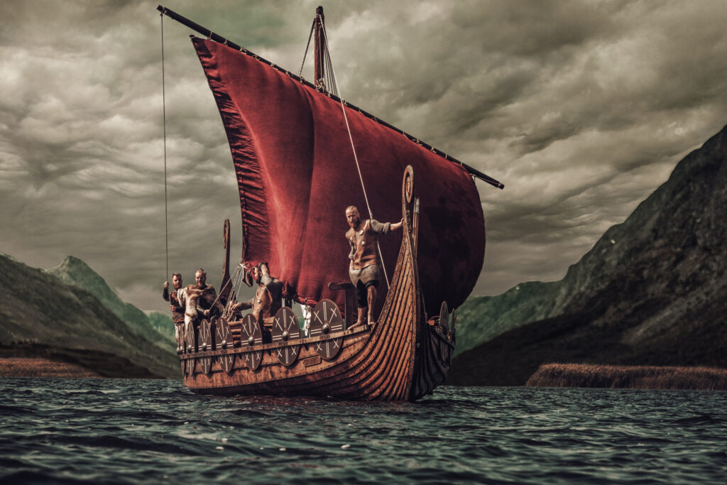ToF Behang mensen Vikingen op boot