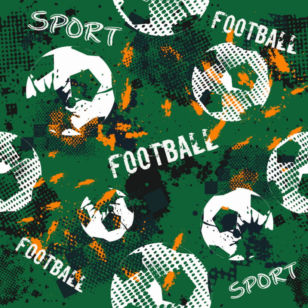 ToF Behang sport patroon met witte ballen op groene achtergrond