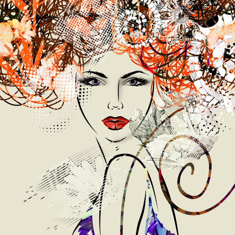 ToF Behang schilderij kleurvolle vrouw