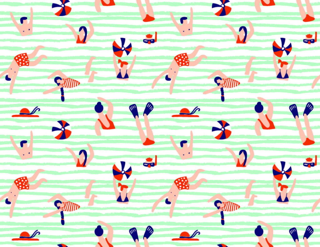 ToF Behang sport mensen zwemmen in zee