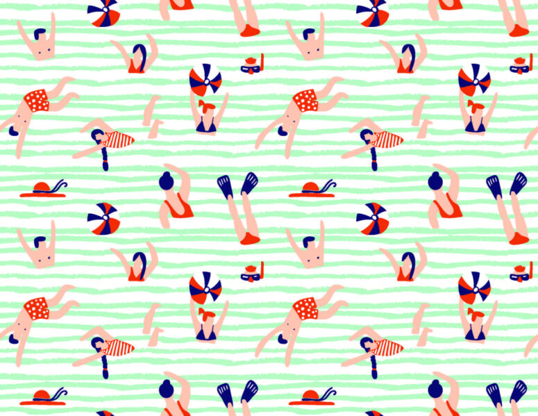 ToF Behang sport mensen zwemmen in zee