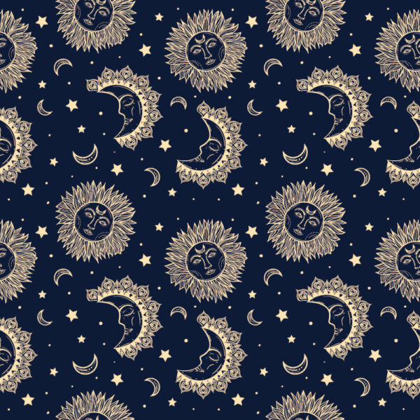 ToF Behang bohemian boheems patroon met zon, maan en sterren