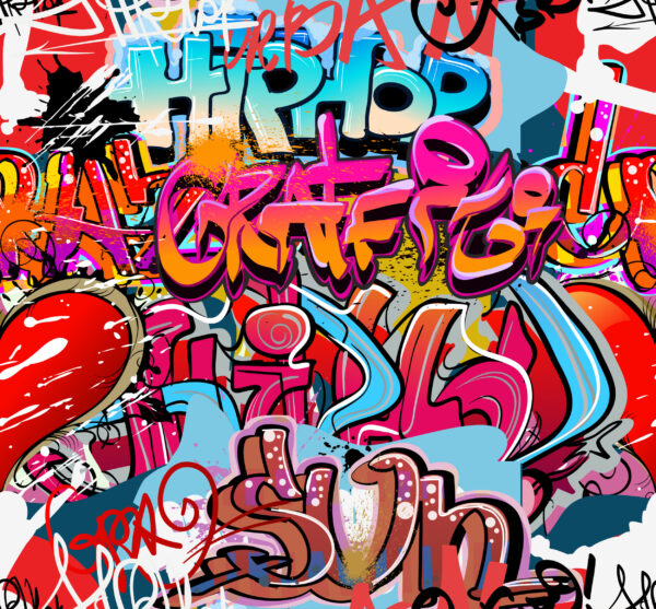 ToF Behang graffiti gekleurde teksten