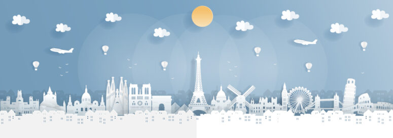 ToF Behang skyline wereld bezienswaardigheden getekend