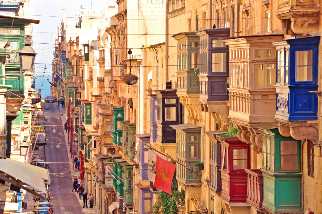 ToF Fotobehang steden gekleurde huisjes in Malta