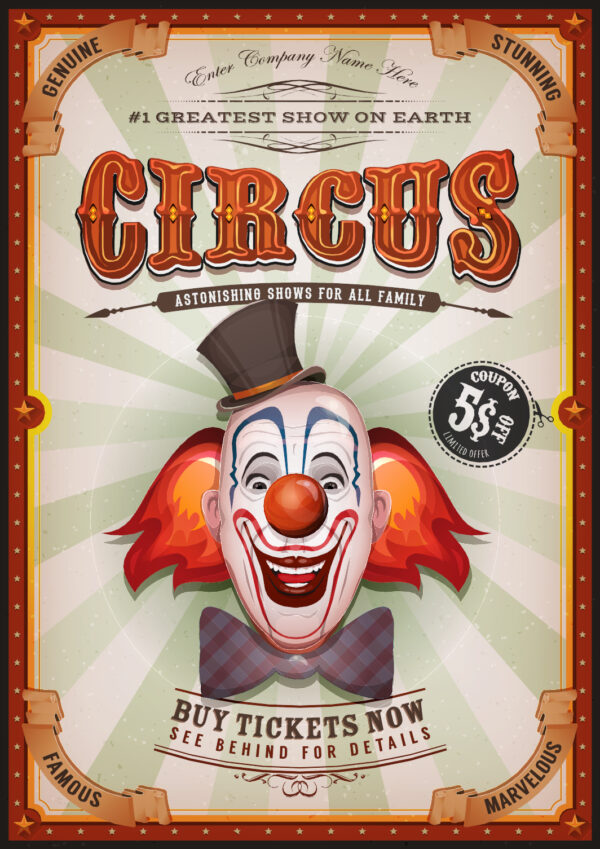 ToF Behang vintage bord circus met clown