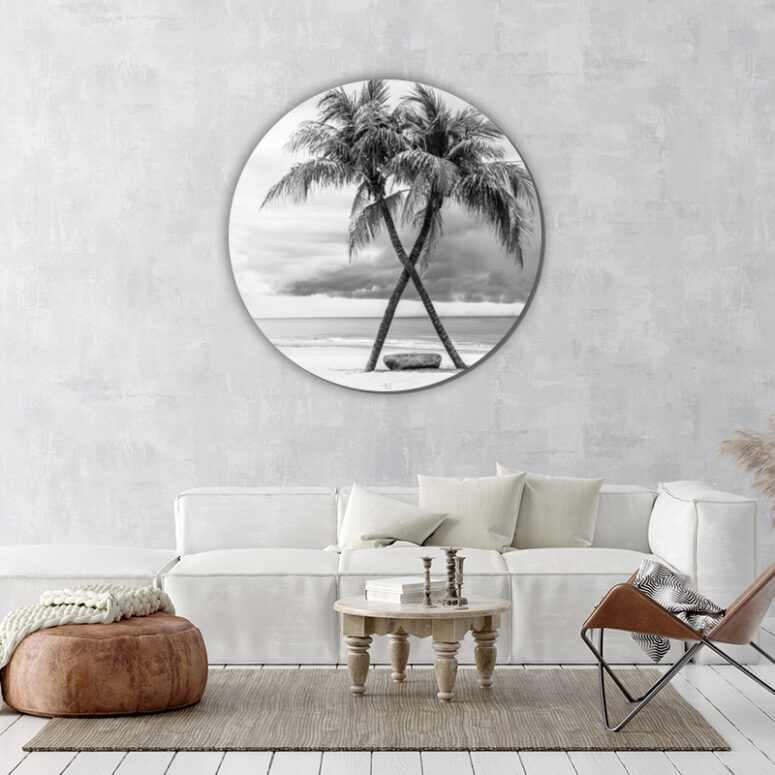 ToF Behangcirkel mooi strand in Thailand zwart-wit