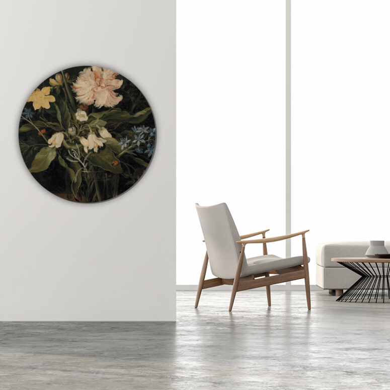 ToF Behangcirkel Stilleven met bloemen in een glas