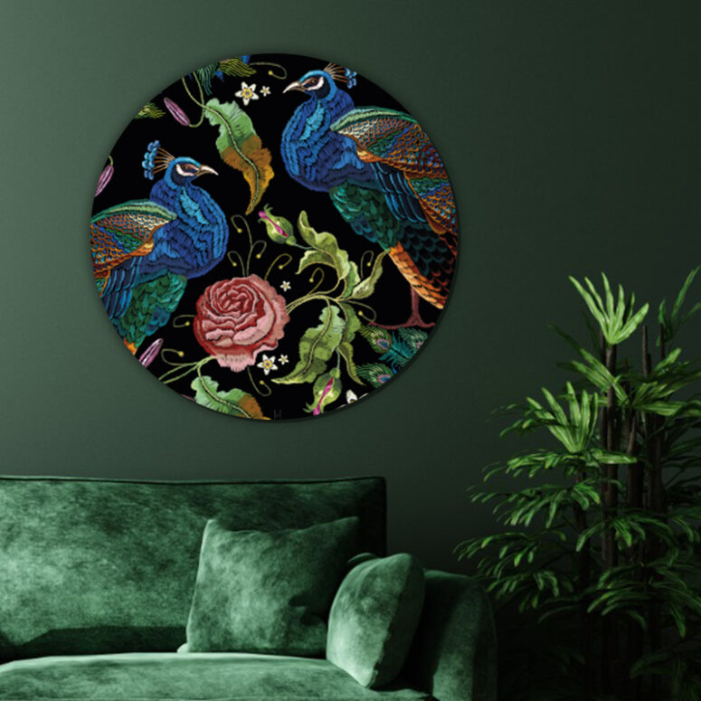 ToF Behangcirkel vogels illustratie pauwen