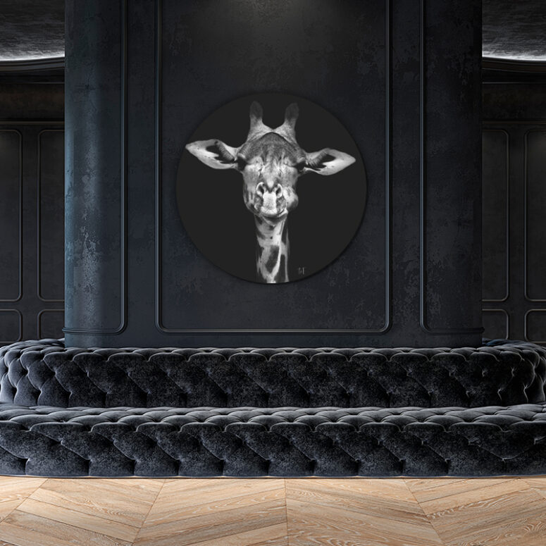 ToF Behangcirkel dieren giraffe zwart-wit