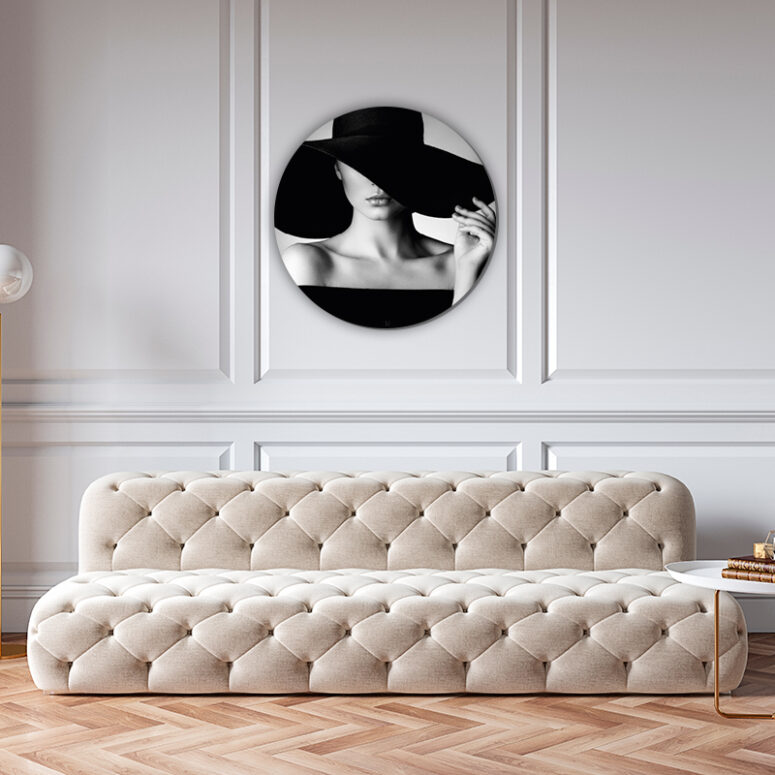 ToF Behangcirkel vrouw met hoed zwart-wit