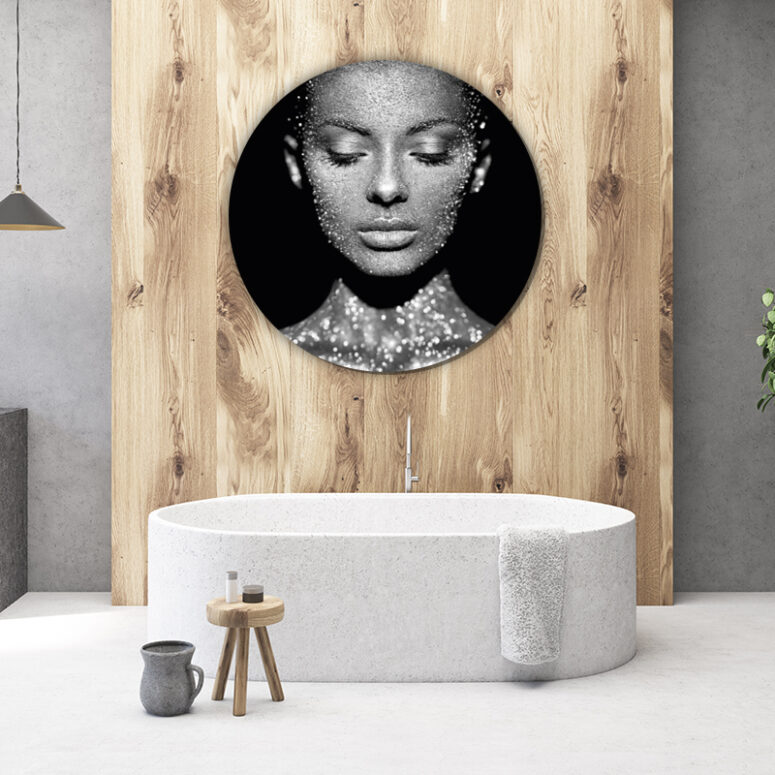 ToF Behangcirkel vrouw bedekt met glinstering zwart-wit