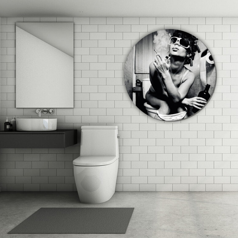 ToF Behangcirkel rebelse vrouw zwart-wit