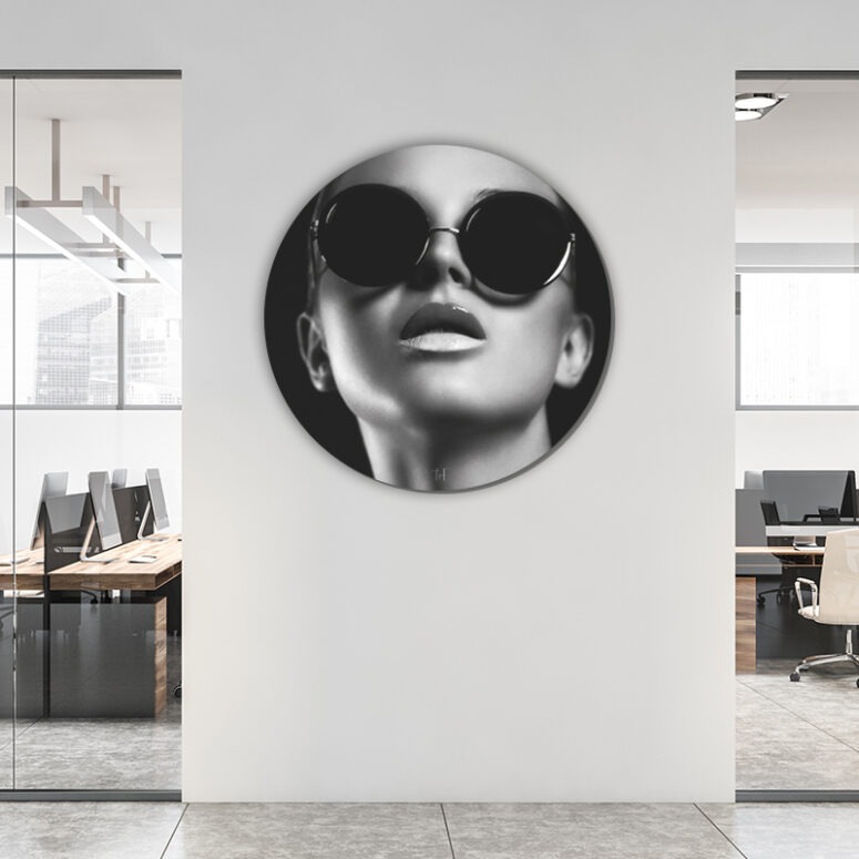 ToF Behangcirkel modieuze vrouw zwart-wit