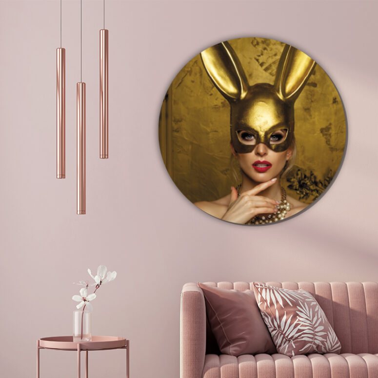 ToF Behangcirkel vrouw met gouden konijnenoren