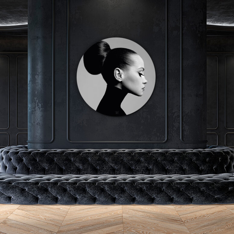 ToF Behangcirkel elegante vrouw zwart-wit