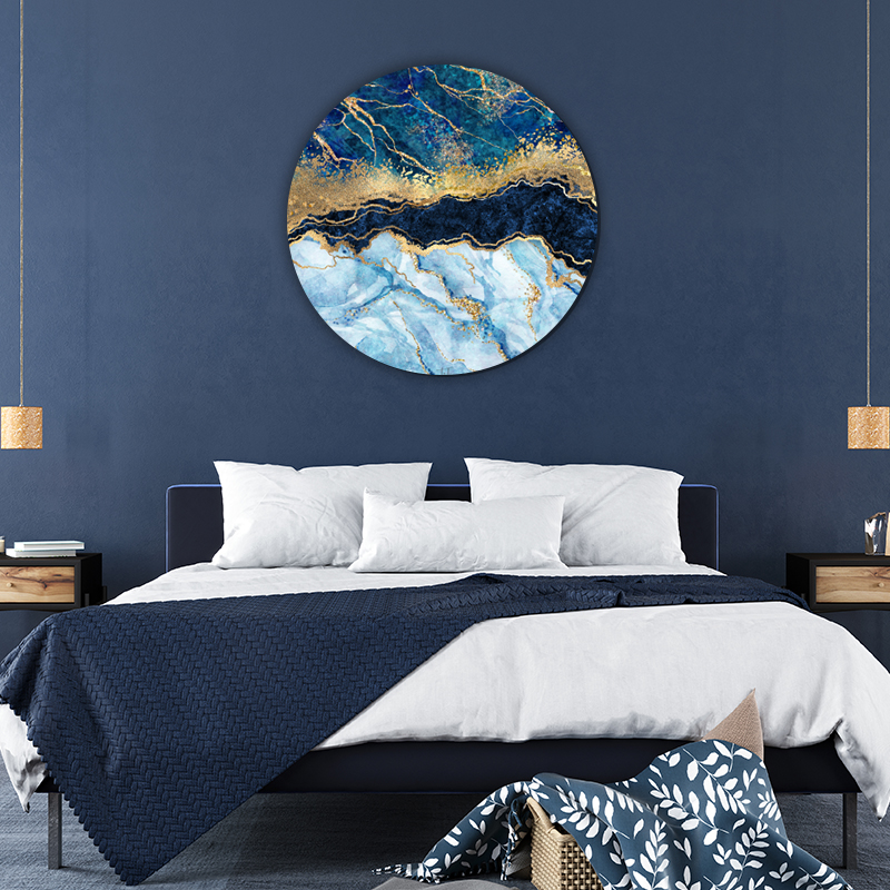 ToF Behangcirkel natuur abstracte achtergrond blauw marmer