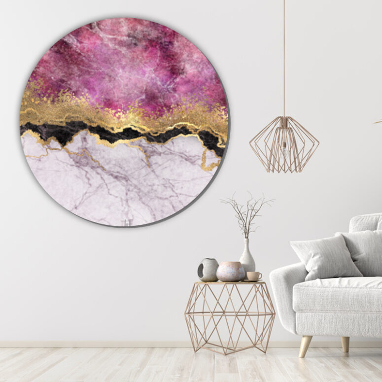 ToF Behangcirkel natuur roze mamer met aderen steenstructuur