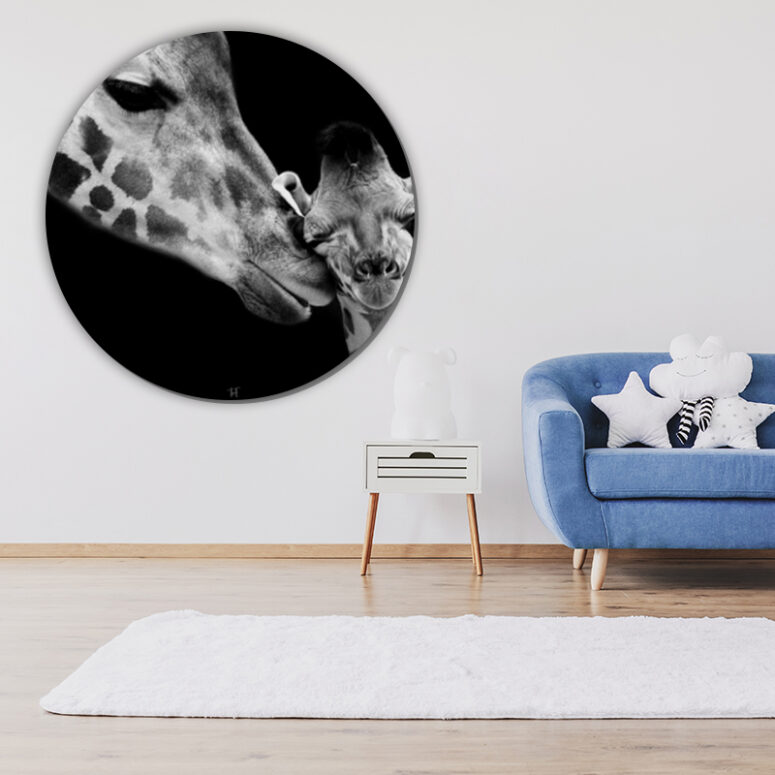 ToF Behangcirkel dieren moeder en babygiraf