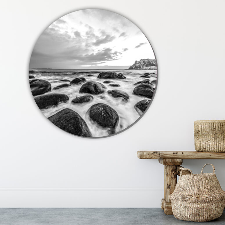 ToF Behangcirkel natuur Noorse zee zwart-wit
