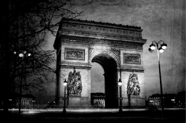 ToF Behang stad Parijs, Arc de Triomphe zwart-wit