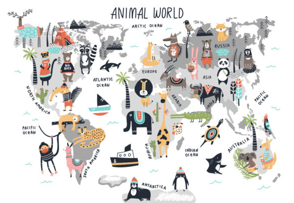 ToF Behang wereld met verschillende diersoorten
