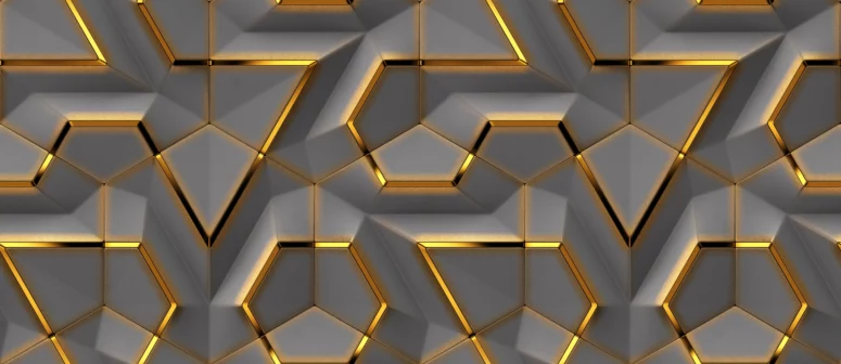 ToF Behang grijs panelen met goud