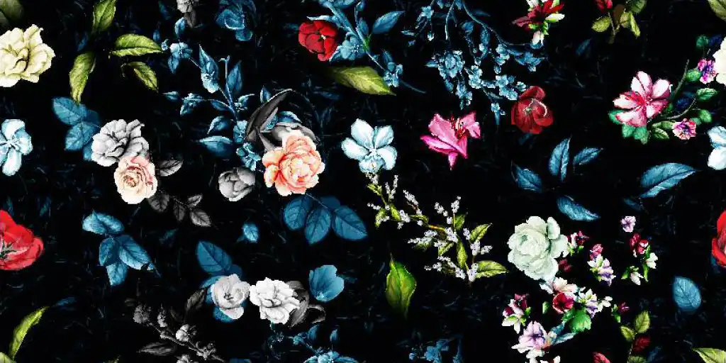ToF Behang bloemen vintage wild met donkerblauw en zwart