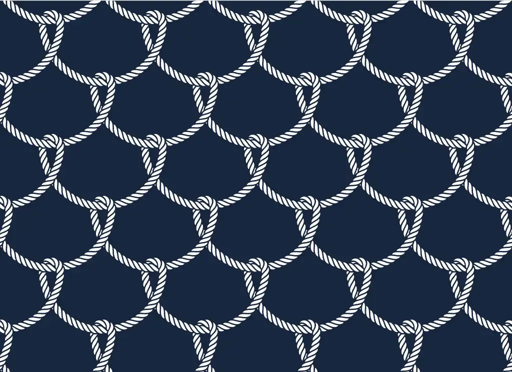 ToF Behang donkerblauw met witte touwen