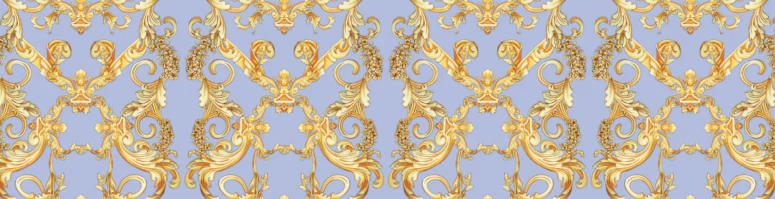 ToF Behang goud patroon lichtblauwe achtergrond