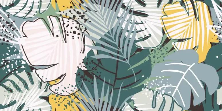 ToF Behang bloemen met bladeren, takken en planten