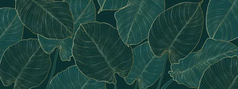 ToF Behang planten groen met gouden bladeren